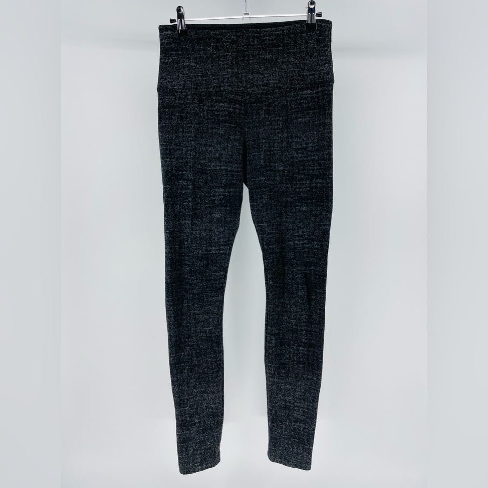 Lysse Full Length Black Grey Printed High Rise Supportive Leggings, Size Medium